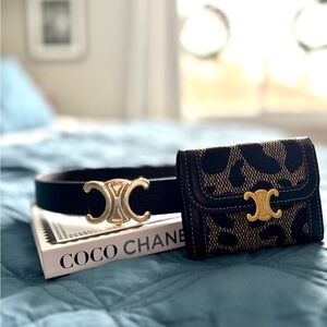 Black and Gold Belt and Wallet Set